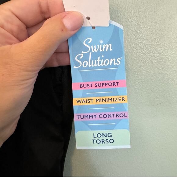 Swim Solutions Women's Black Firework Pull On One-Piece Swimsuit Size 14 NWT - Picture 7 of 11